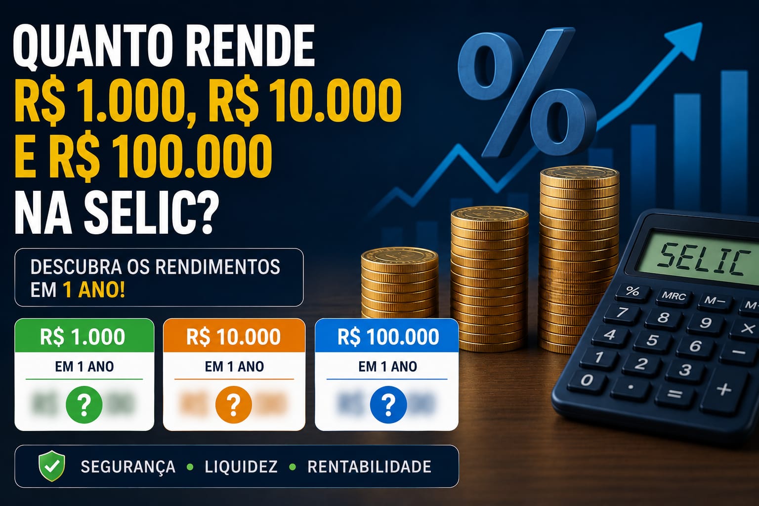 Quanto rende R$ 1.000, R$ 10.000 e R$ 100.000 na Selic?