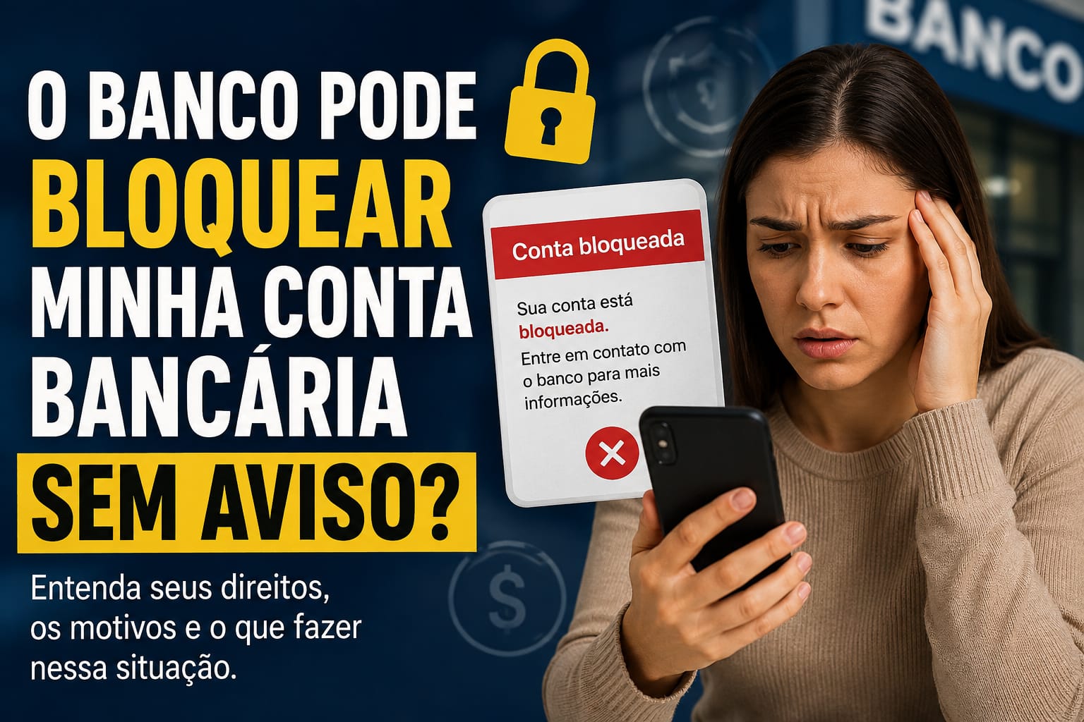 O banco pode bloquear minha conta bancária sem aviso