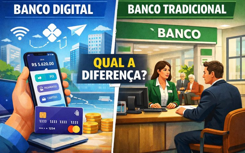 Qual a diferença entre banco digital e banco tradicional?