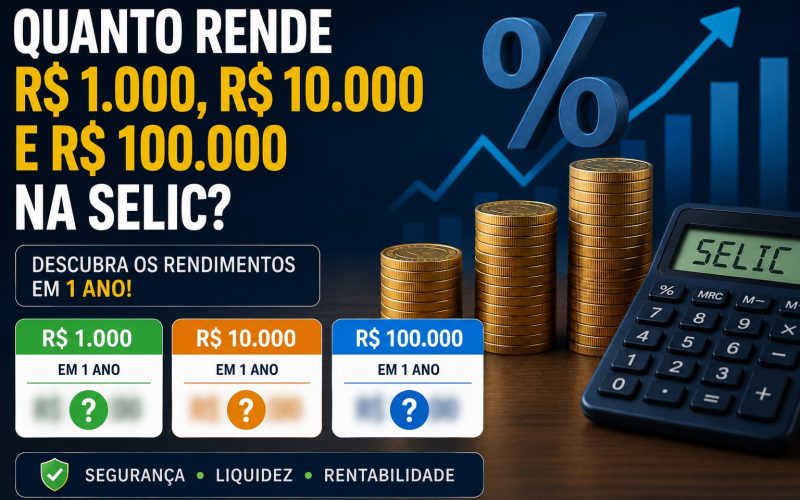 Quanto rende R$ 1.000, R$ 10.000 e R$ 100.000 na Selic?